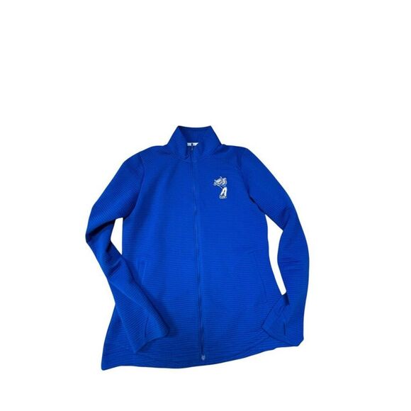 Adidas Golf Blue Full-Zip Ribbed Jacket With Embroidered OWL Logo Medium Size - Picture 1 of 10